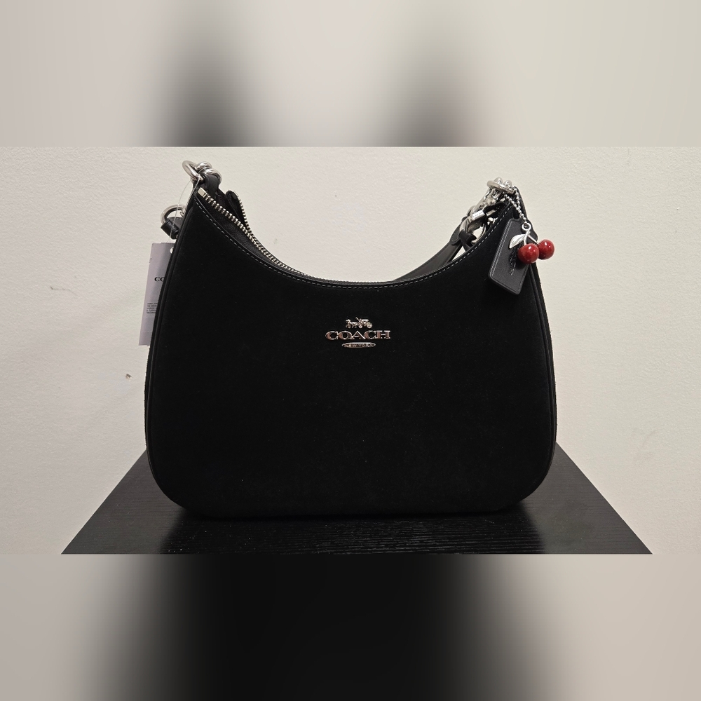 Coach Teri Hobo Suede Black Shoulder Bag New w/ Tags